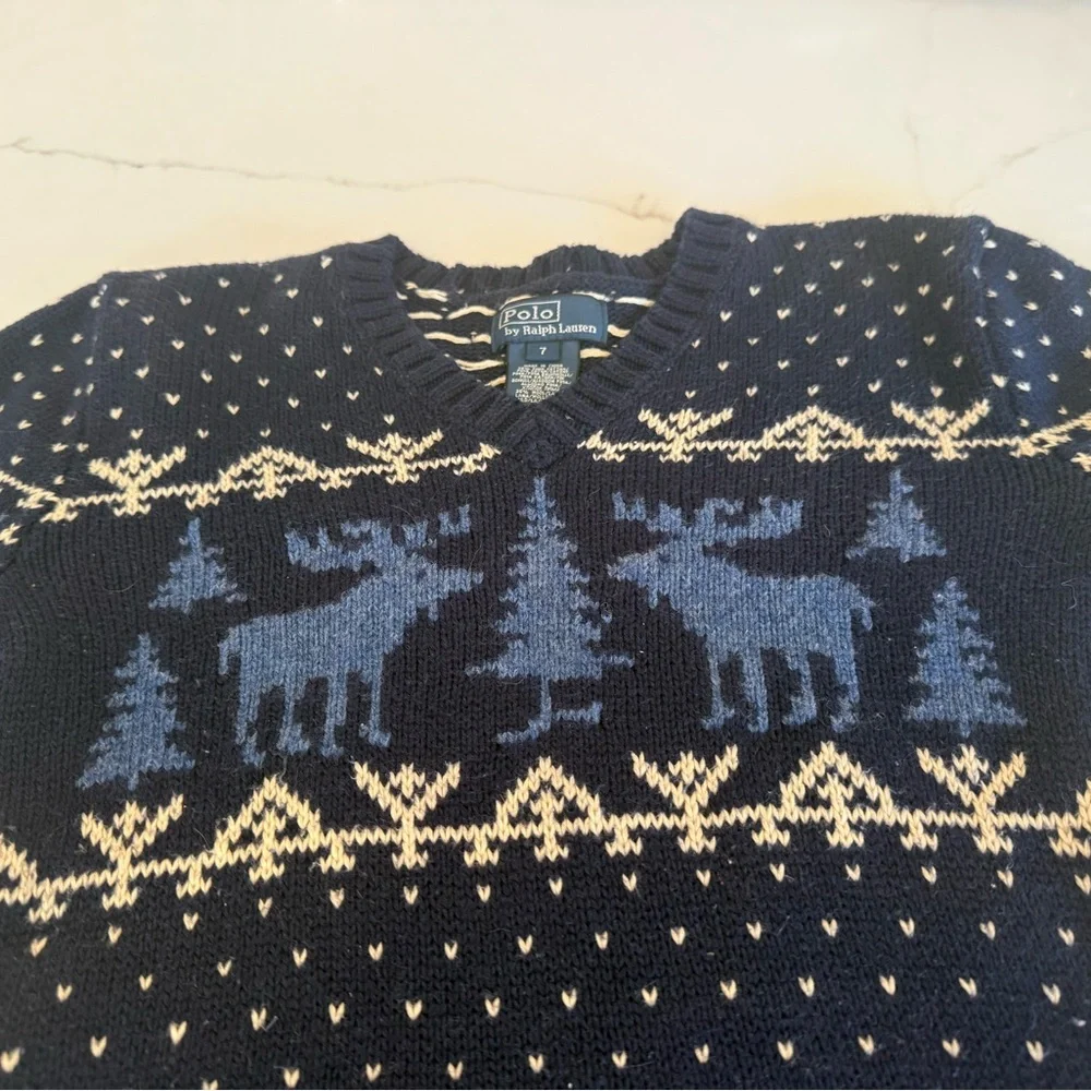 Ralph Lauren Boys Reindeer, Christmas Tree, Snowflake Sweater Size 7